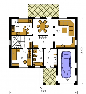 Image miroir | Plan de sol du rez-de-chaussée - PREMIUM 215